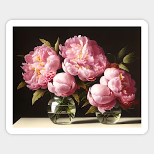 Two Peony Flowers in Glass Vase Sticker